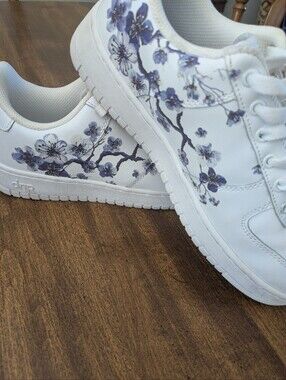 Drip Creationz Blue Cherry Blossom Custom Sneakers 6.5 OOAK